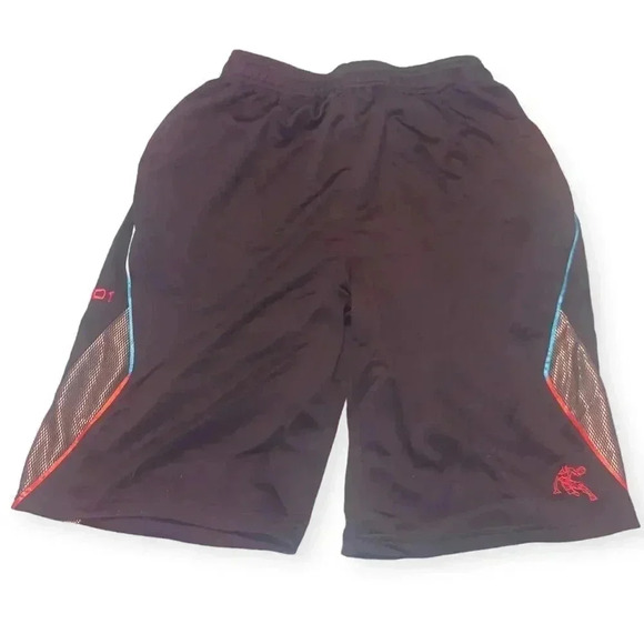 AND1 Boys 2x (18/20) Navy w/Red and Teal Trim Nylon Active Basketball Shorts - Picture 1 of 2